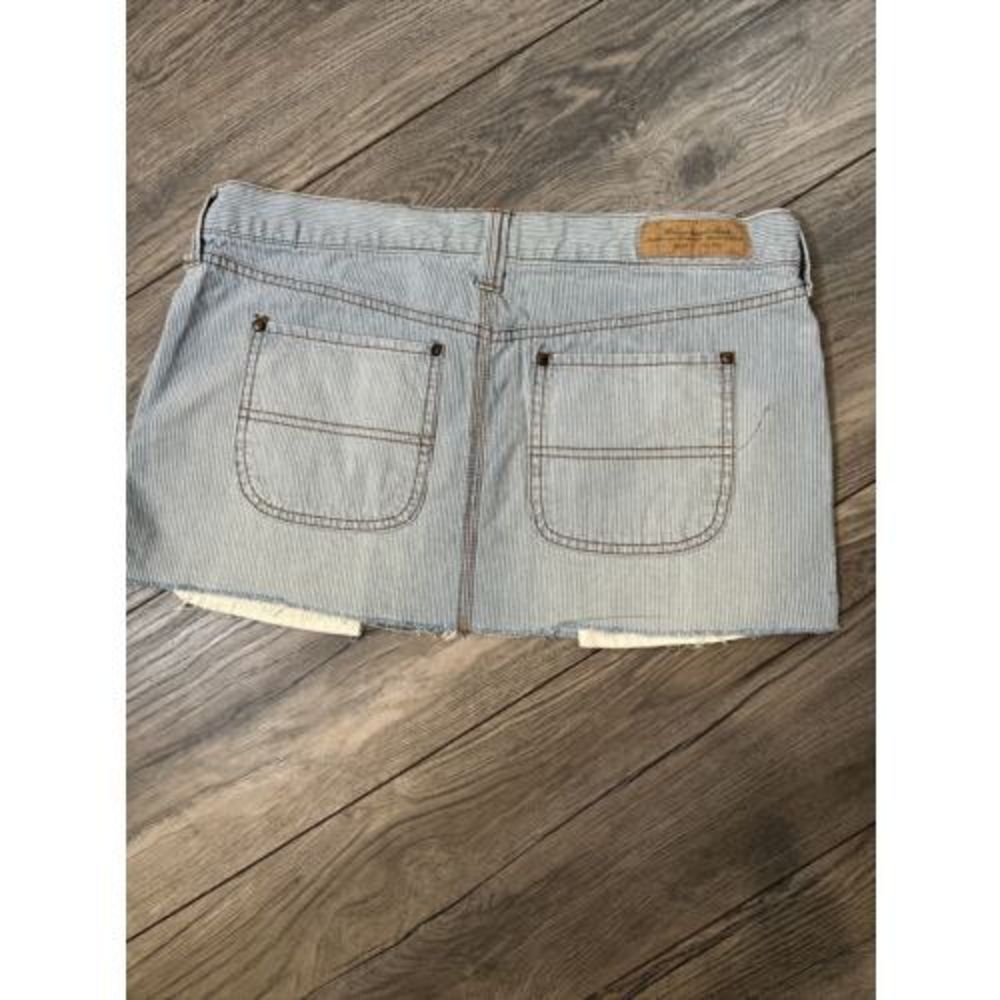 Abercrombie & Fitch Size 6 Skirt Denim Micro Mini Y2K Striped Blue VTG - Picture 6 of 11